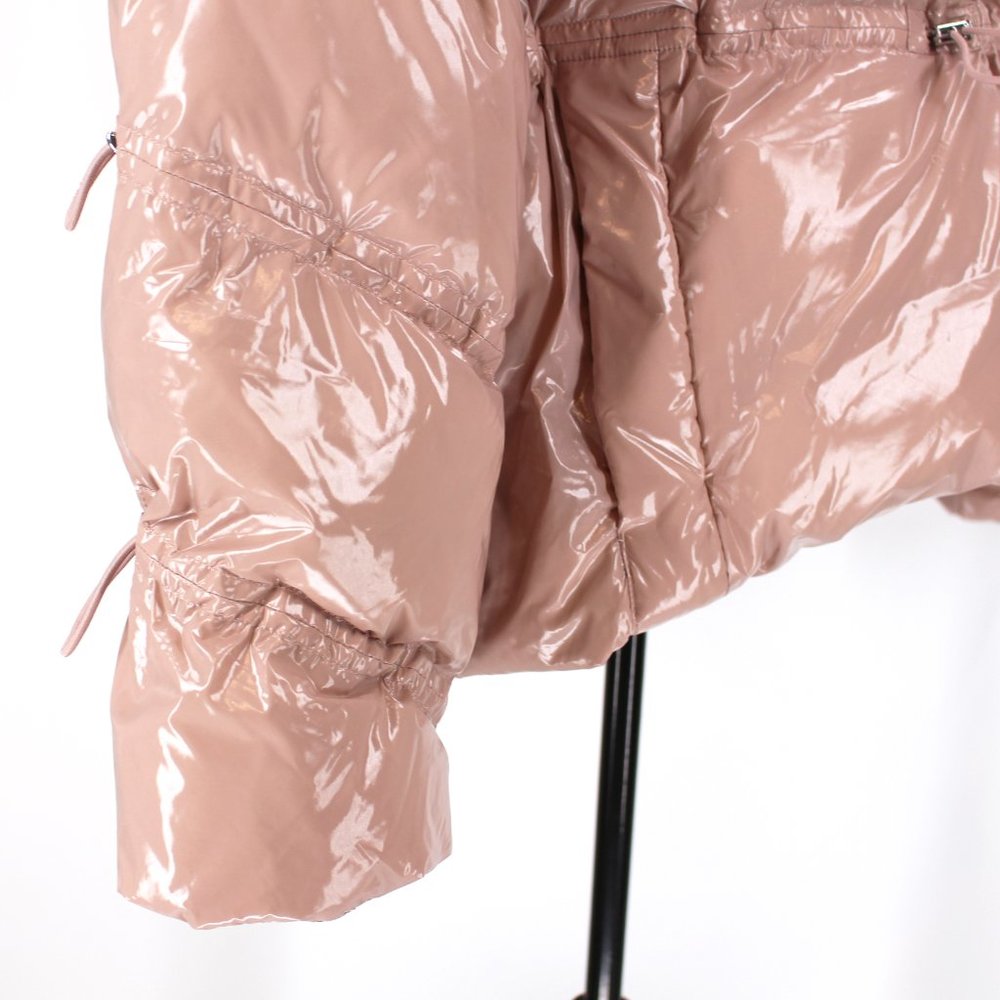 ALO Yoga Stunner Puffer Jacket High Gloss Dusty Pink Coat Hooded L NEW - Picture 5 of 10